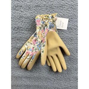 A New Day Size L/XL Floral Print Garden Pull on Gloves Yellow